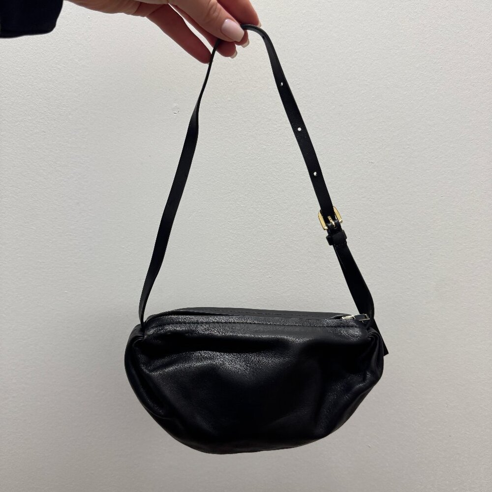 COS | Black Gathered Leather Shoulder Bag